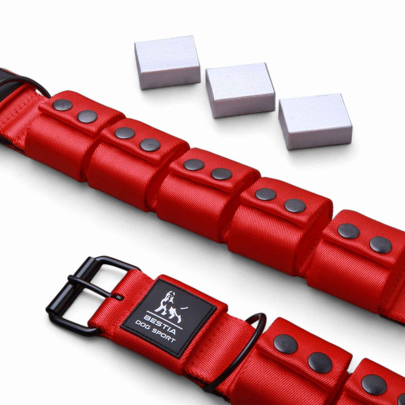 Bestia Weighted Training Red 5 lb Removable Weights Large Breed Dog Collar