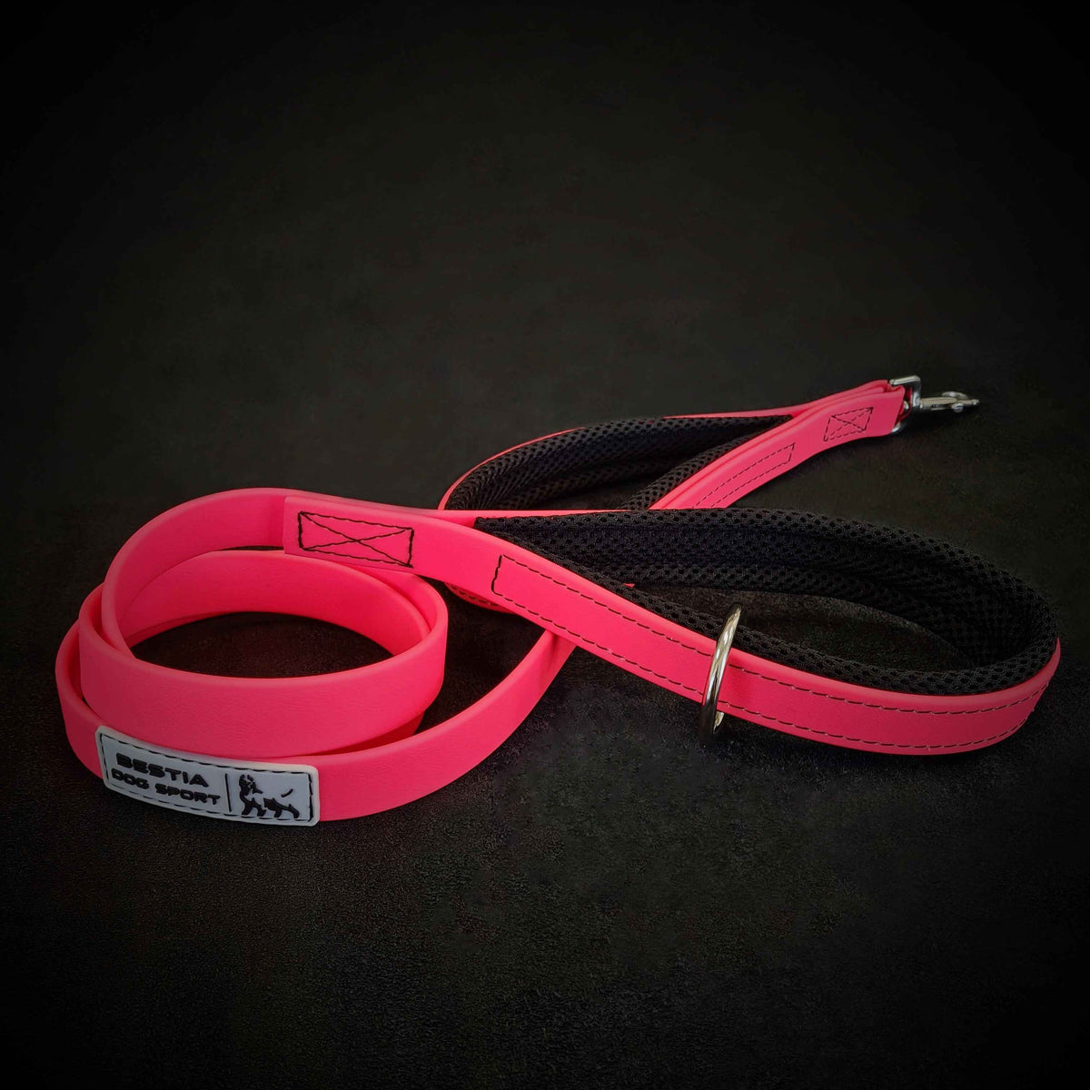 Bestia Dog Sport Dual Handle Neon Pink Dog Leash