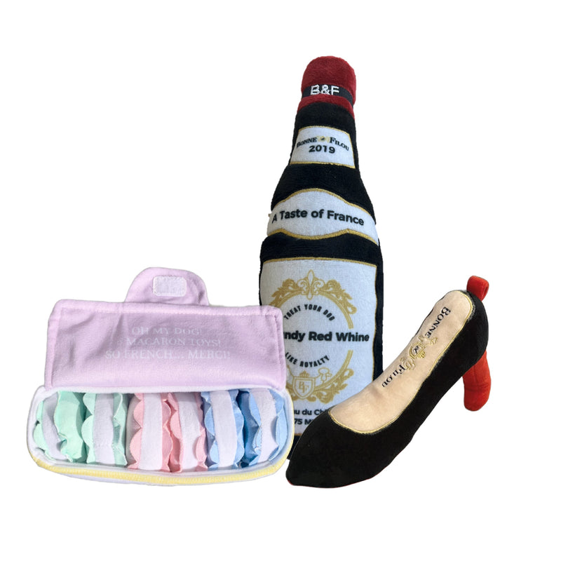 Bonne et Filou – Large French-Inspired Plush Squeaky Dog Toy Set