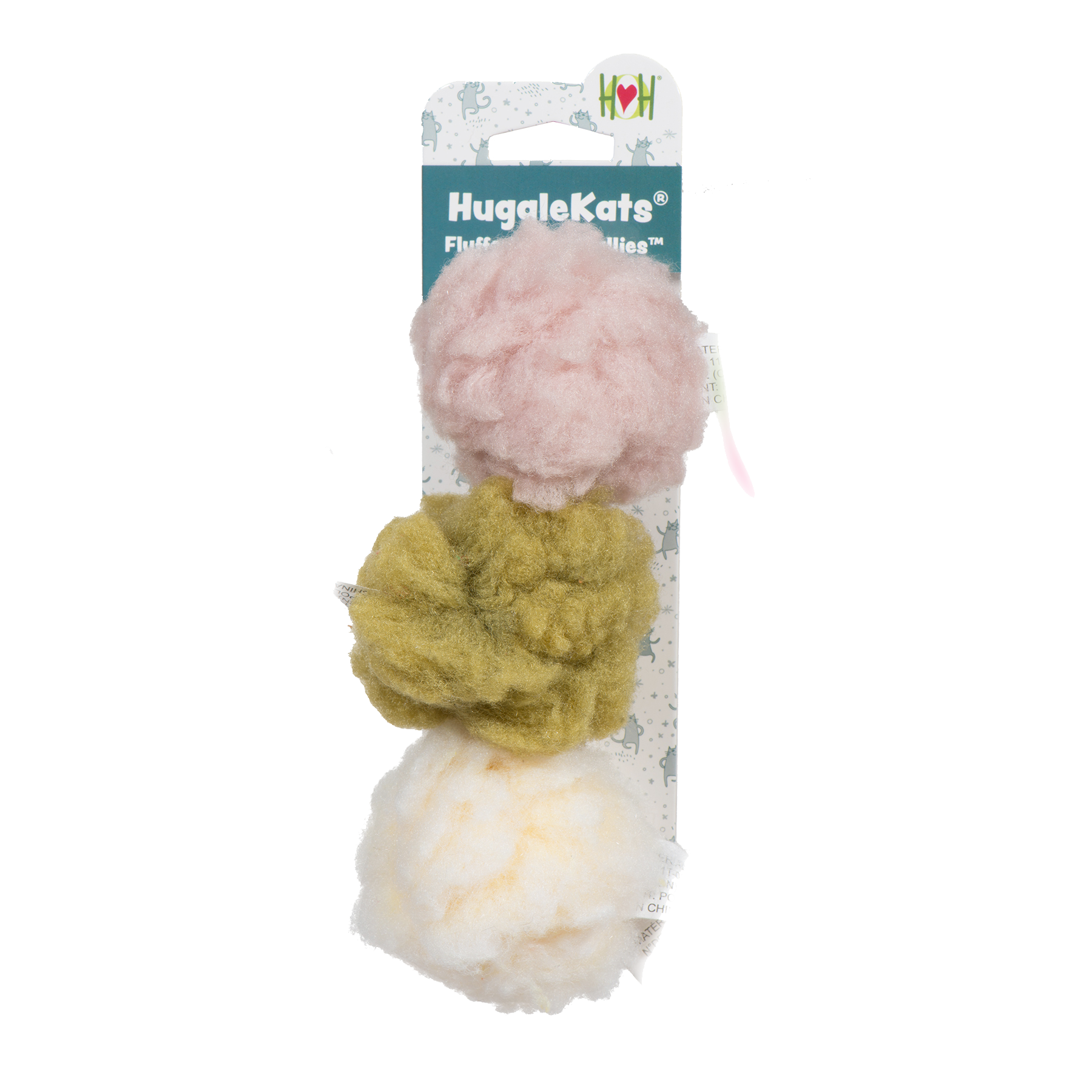 HuggleKats FlufferFleeceTM Ballies Plush Cat Toys, 3 Pack