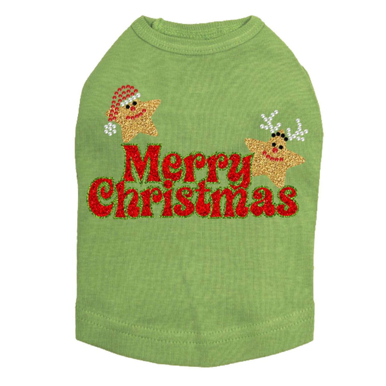 Merry Christmas Glitter Stars - Dog Tank
