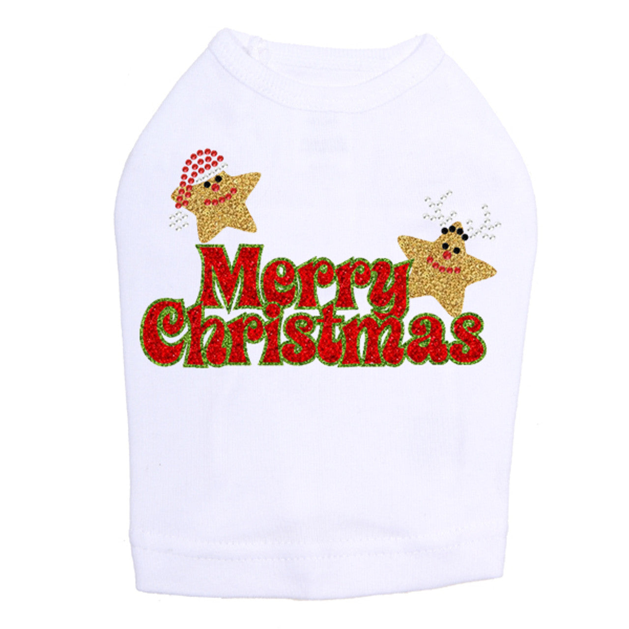 Merry Christmas Glitter Stars - Dog Tank