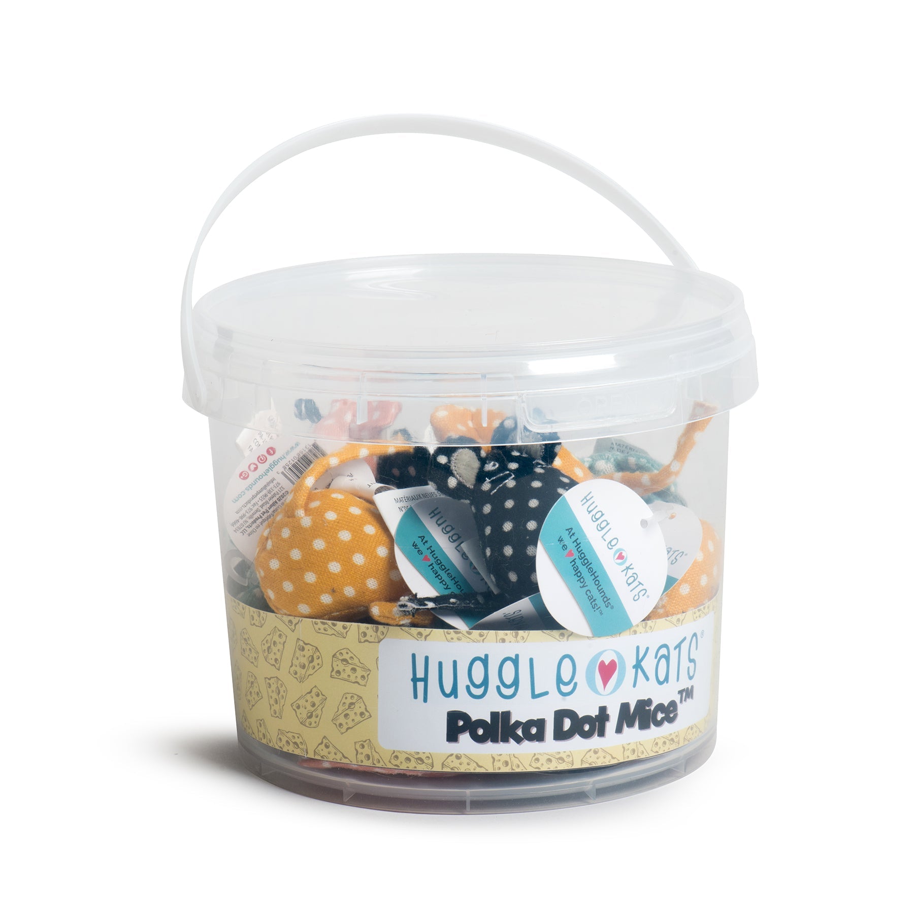 HuggleKats Polka Dot Mice Bucket of Cat Toys, 16 Pack | HT Animal Supply