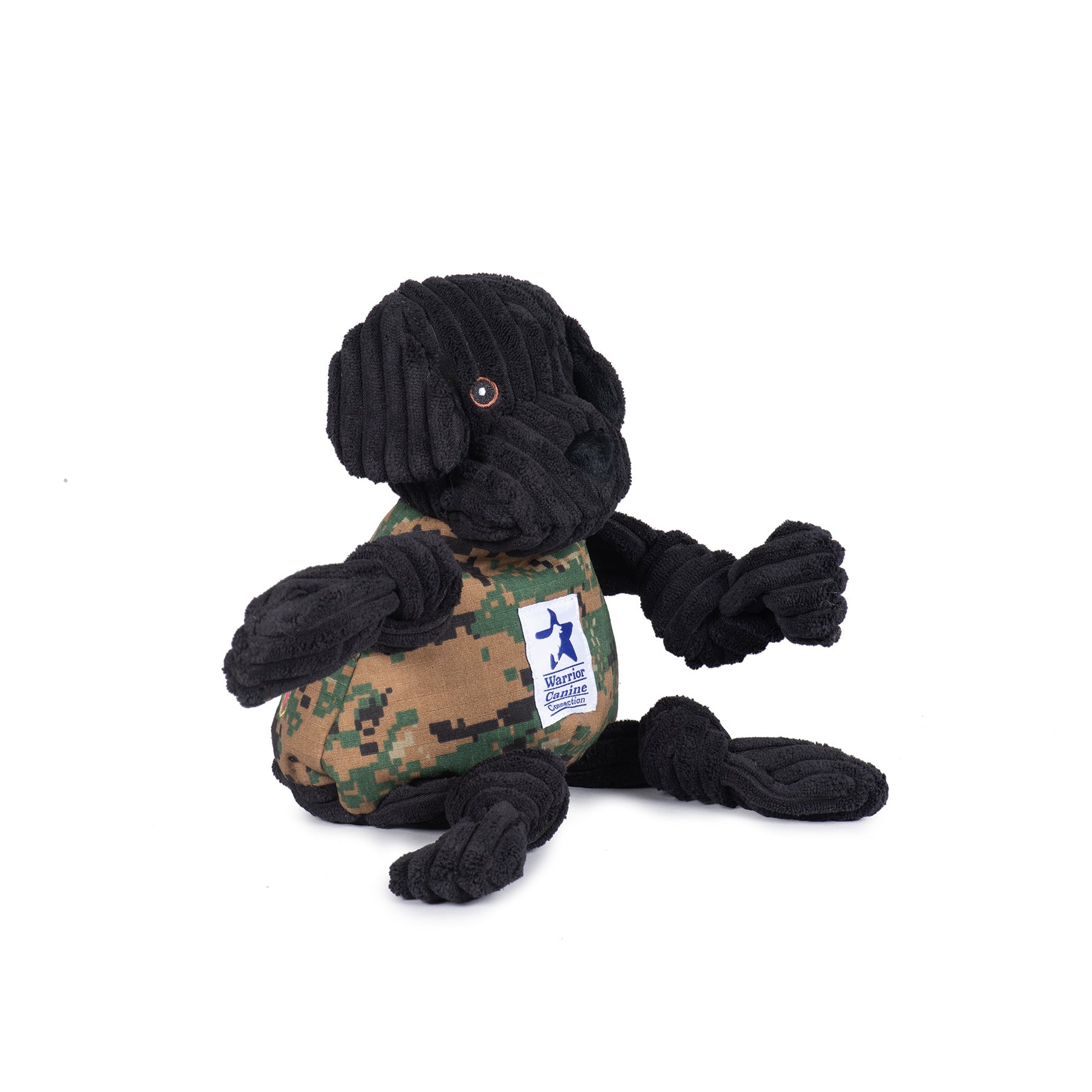 HuggleCauseTM, Warrior Canine Connection, Black Lab Luke Knottie Plush Dog Toy, Large