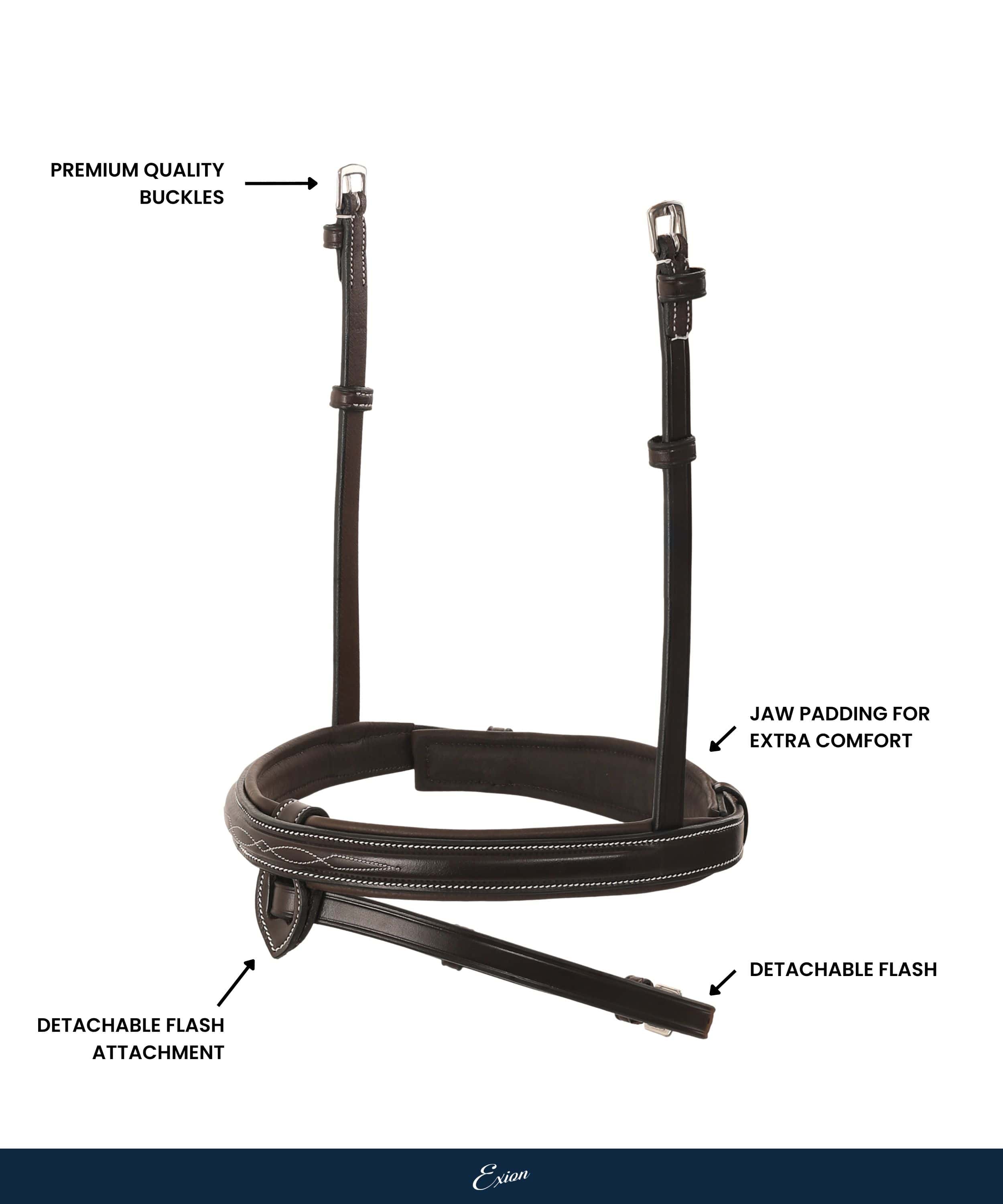Replacement Noseband of ExionPro Designer Stitched Mono Crown Piece Snaffle Bridle - HT Animal Supply