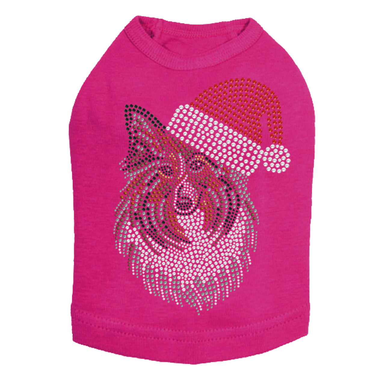 Sheltie Face with Santa Hat - Dog Tank