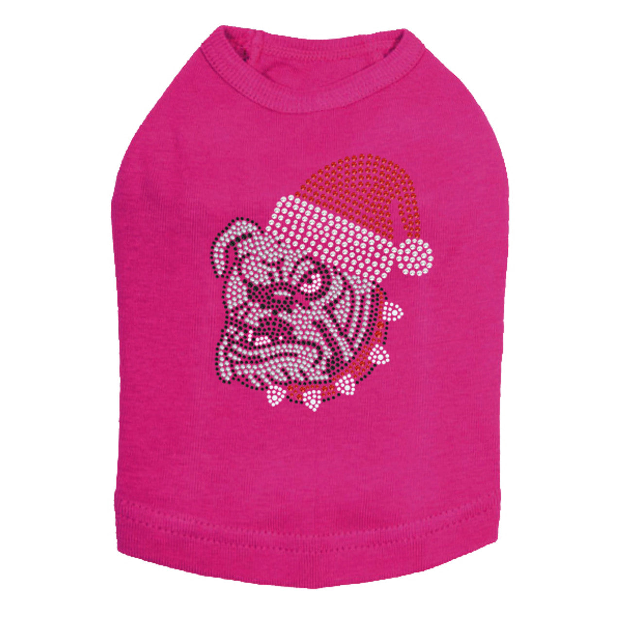 Bulldog Face (White) with Santa Hat - Dog Tank