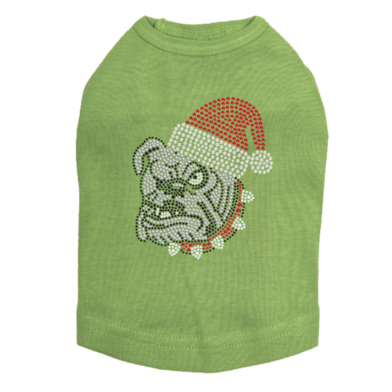 Bulldog Face (White) with Santa Hat - Dog Tank