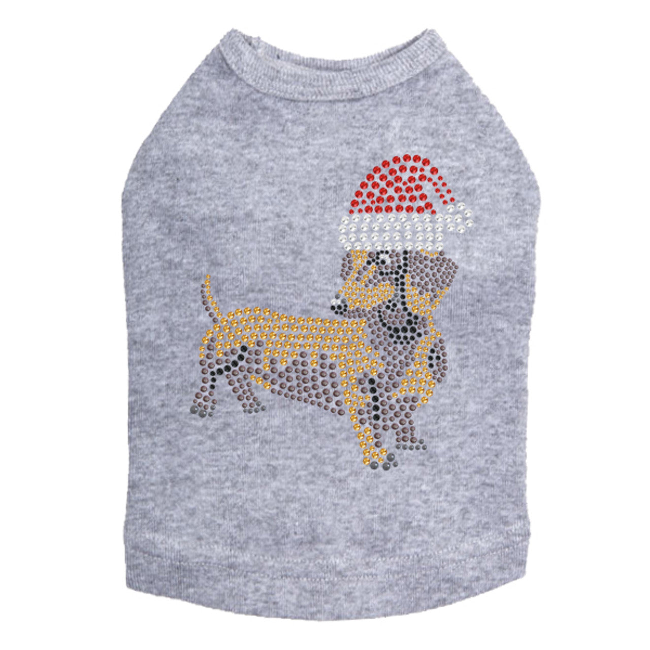 Dachshund 2 with Santa Hat - Dog Tank