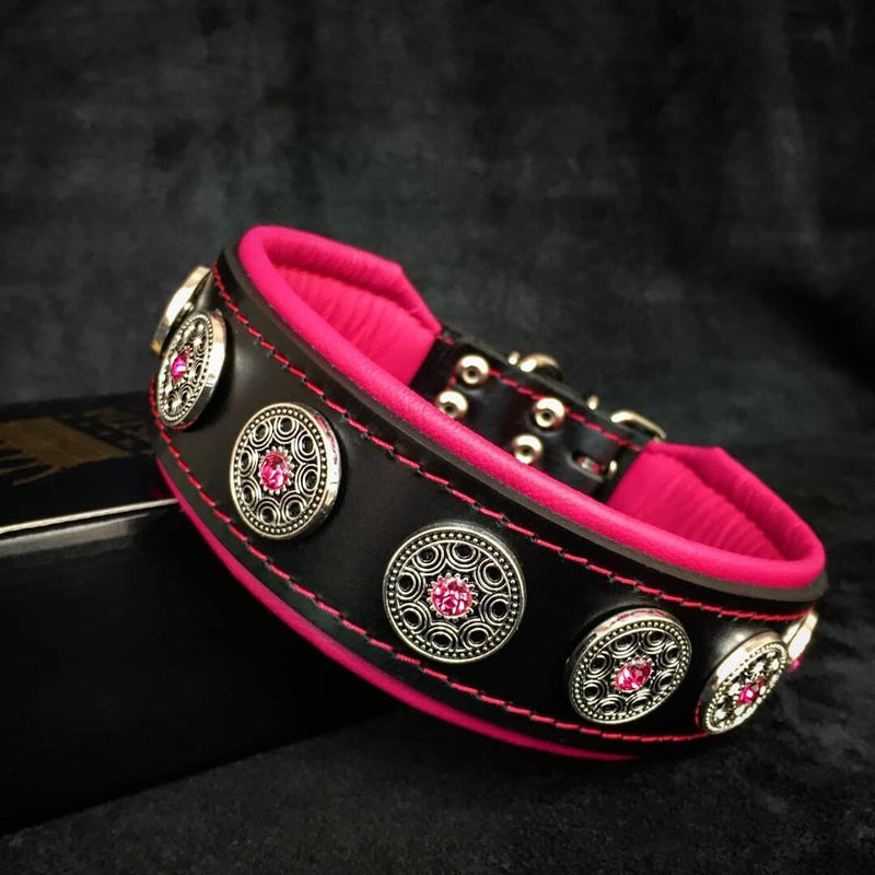 Bestia Dog Gear Genuine Leather Dog Collar - Black 