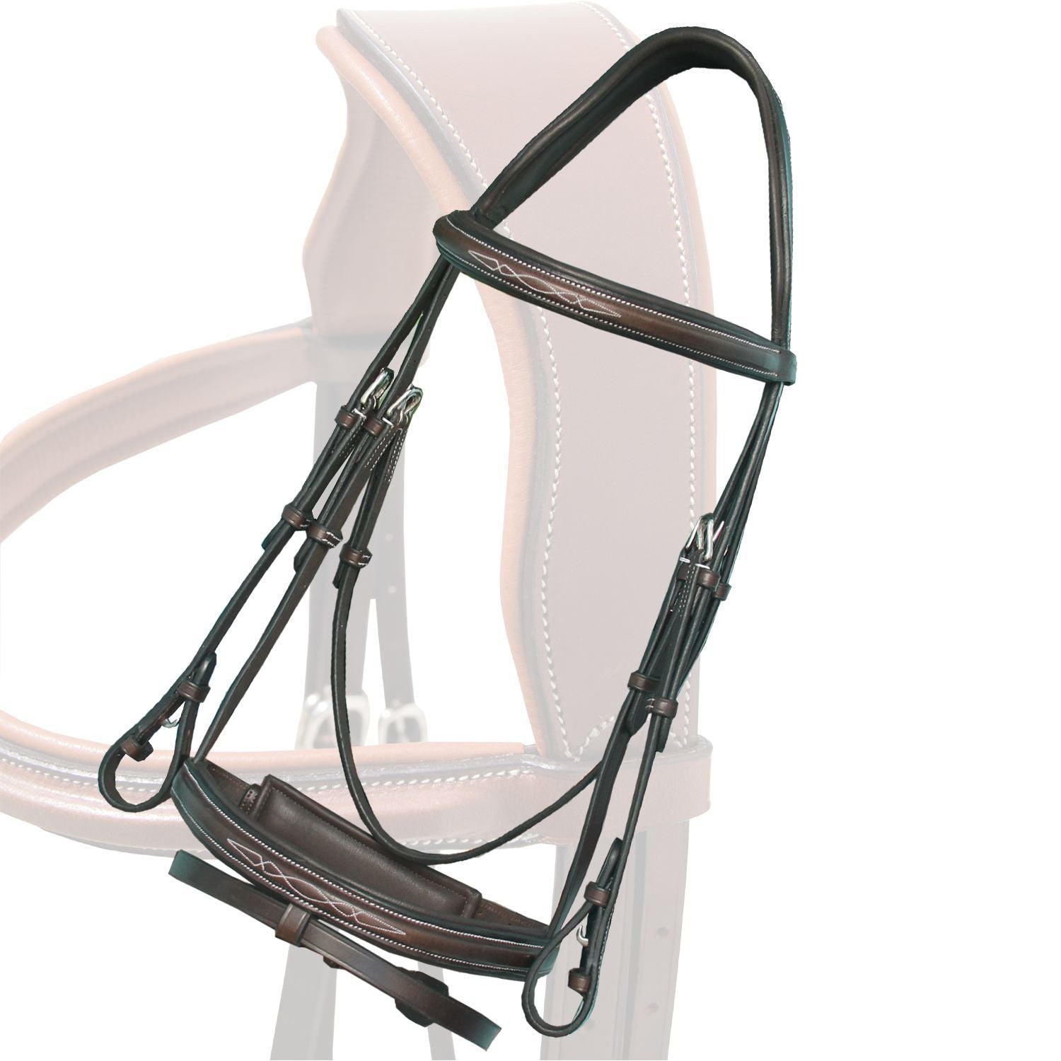 ExionPro Designer Fancy Stitched Bridle with Flash and Rubber Reins - HT Animal Supply