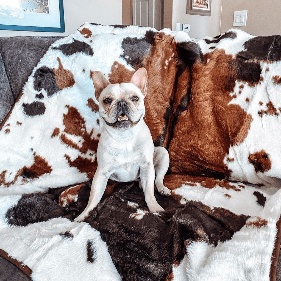 PupProtector Waterproof Throw Blanket Brown Faux Cowhide