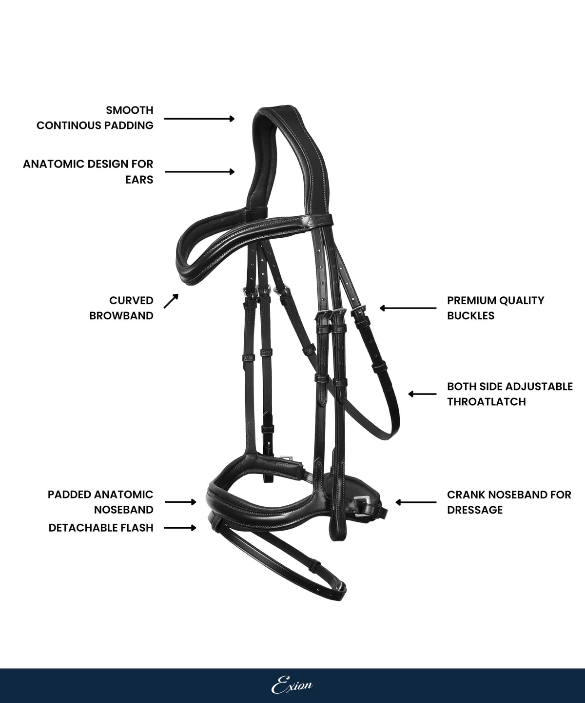 ExionPro Ursa Anatomic Dressage Bridle With Reins