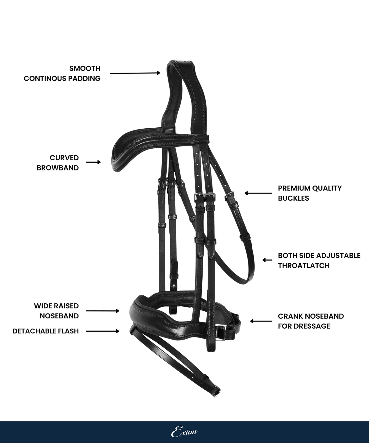 ExionPro Leo Dressage Bridle with Reins