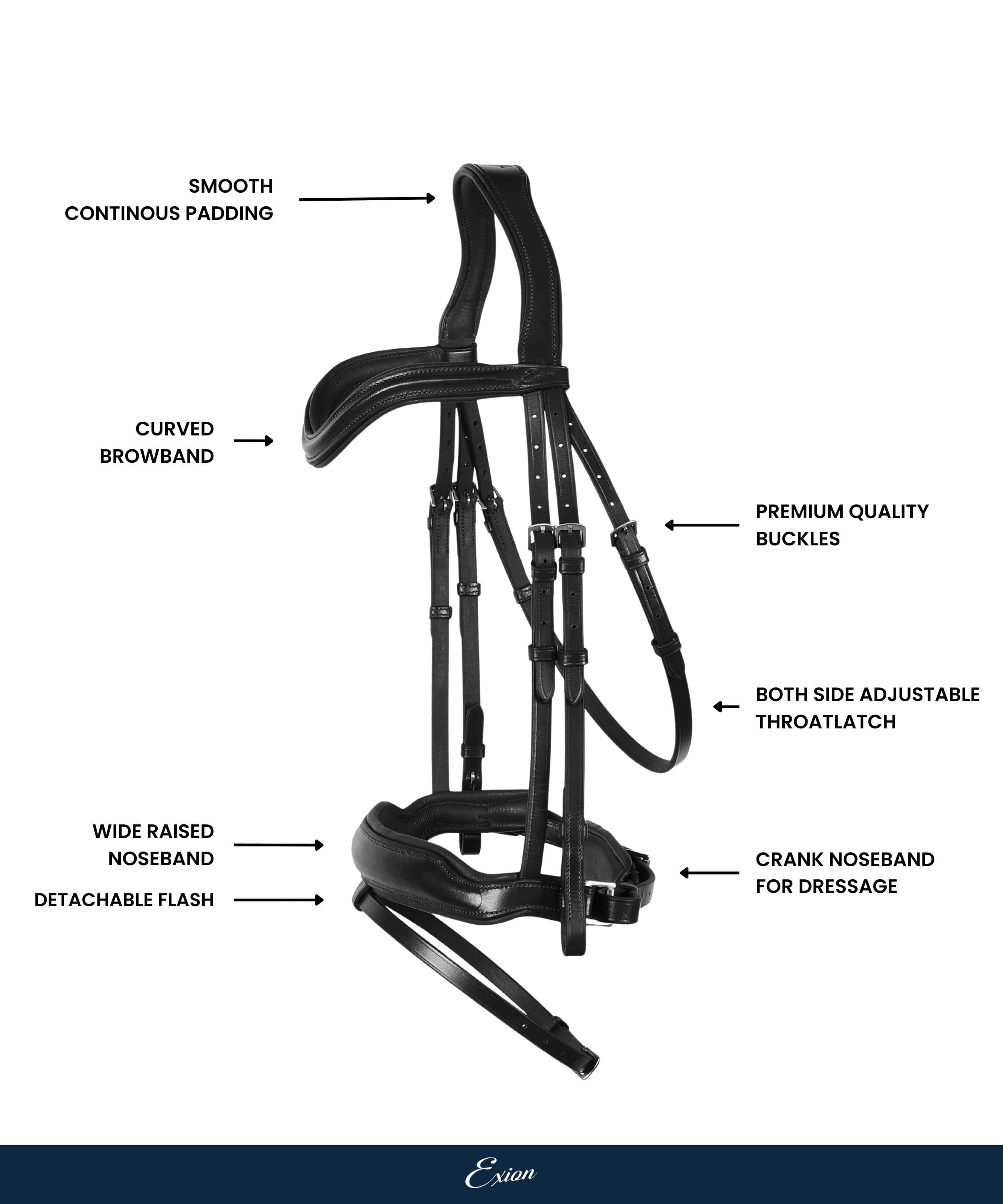 ExionPro Leo Dressage Bridle with Reins