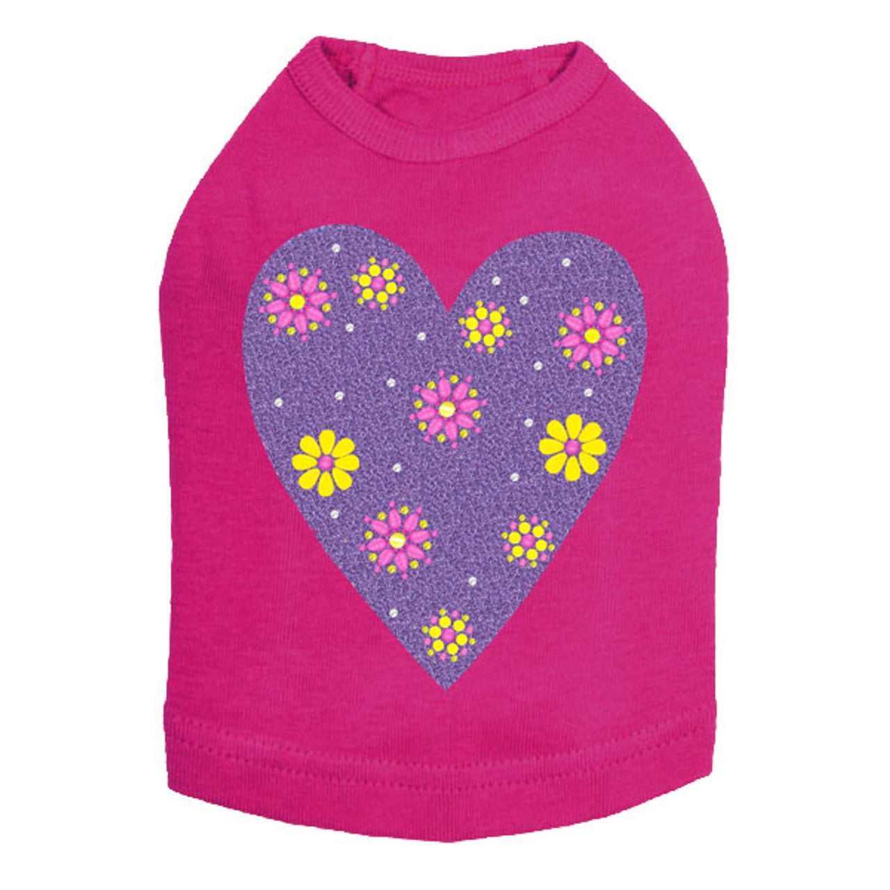 Purple Glitter Heart - Dog Tank