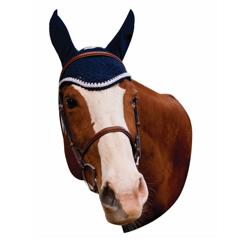 Equine Couture Fly Bonnet with Silver Rope & Crystals