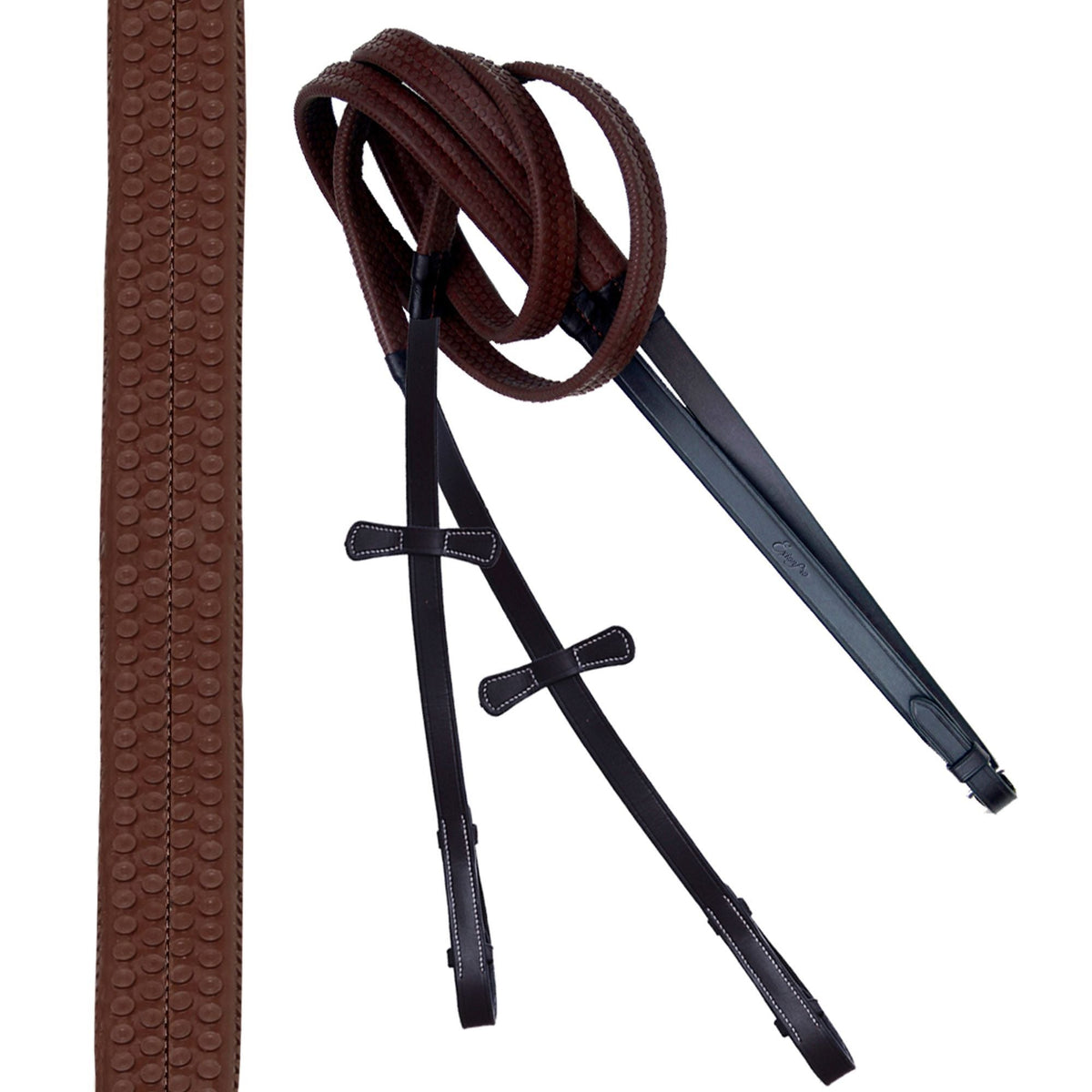 ExionPro Brass Clincher Figure 8 Bridle with Rubber Reins - HT Animal Supply
