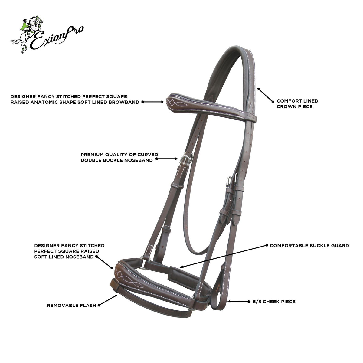 ExionPro Anatomical Dressage Bridle with Reins - HT Animal Supply