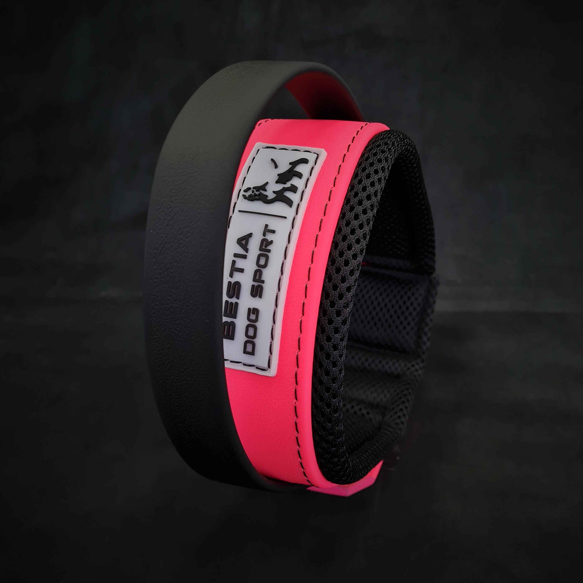 Bestia Dog Sport Handle Neon Pink Dog Collar