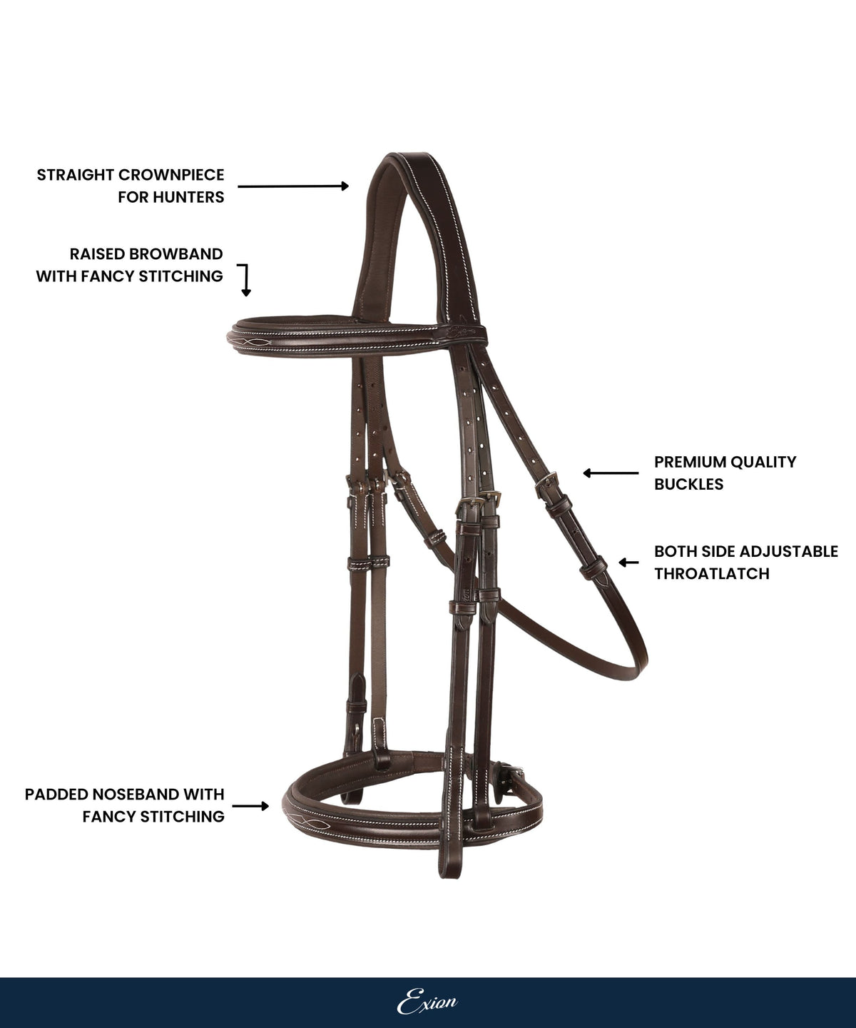 ExionPro Thin Noseband Padded Hunter Bridle with Reins | HT Animal Supply