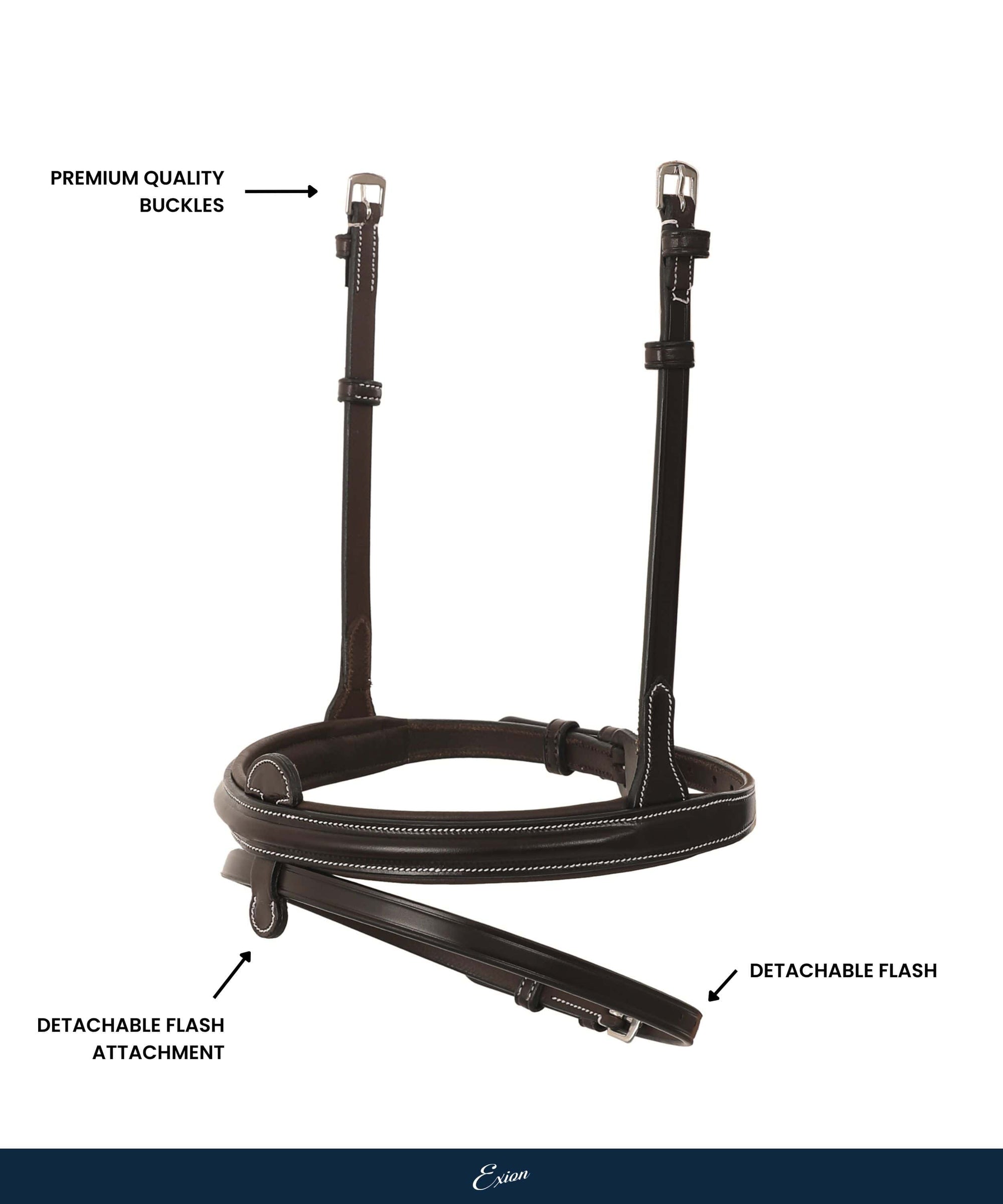 Replacement Noseband of ExionPro Detachable Flash New Thin Raised Bridle & Reins - HT Animal Supply