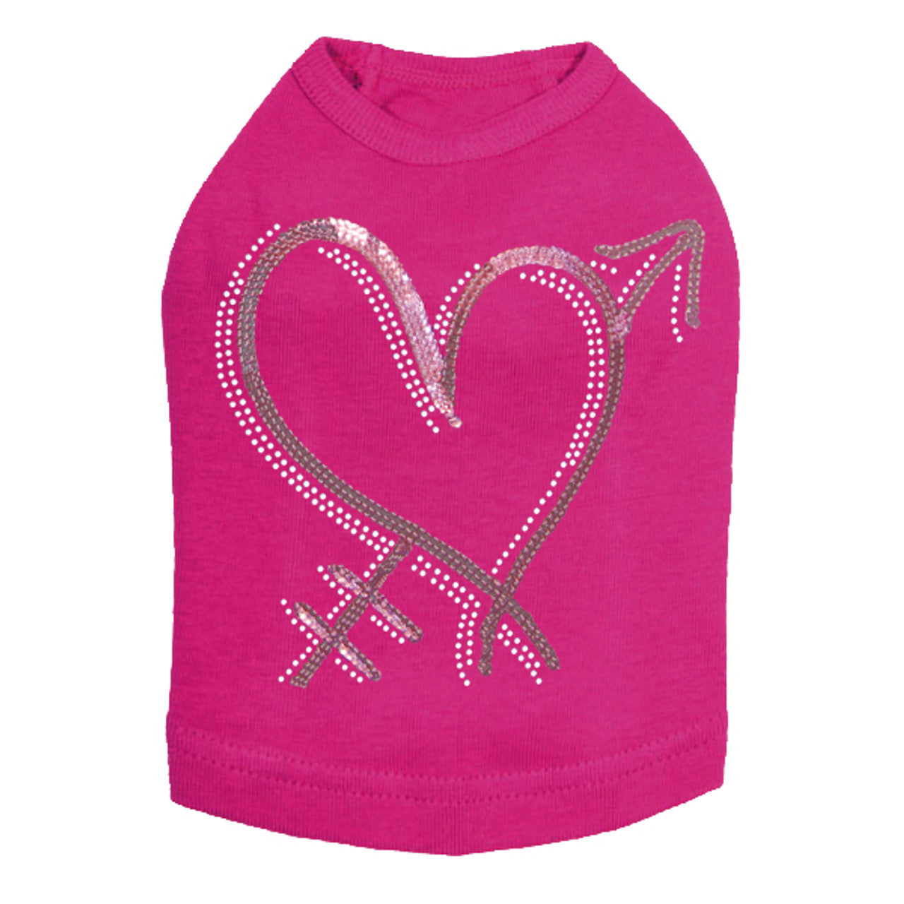 Pink Sequin Heart with Arrow - Dog Tank