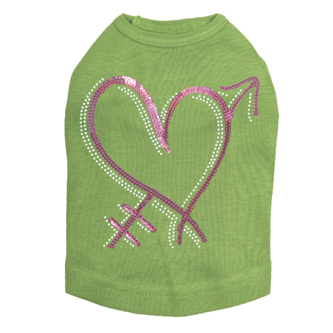 Pink Sequin Heart with Arrow - Dog Tank