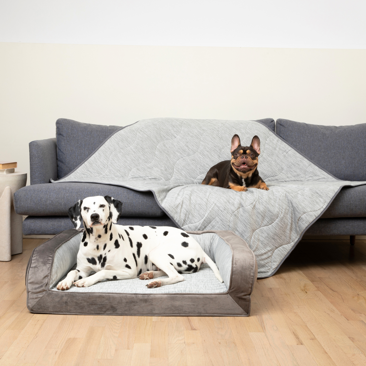 PupChill Cooling Bolster Dog Bed Waterproof Blanket Bundle Arctic Grey