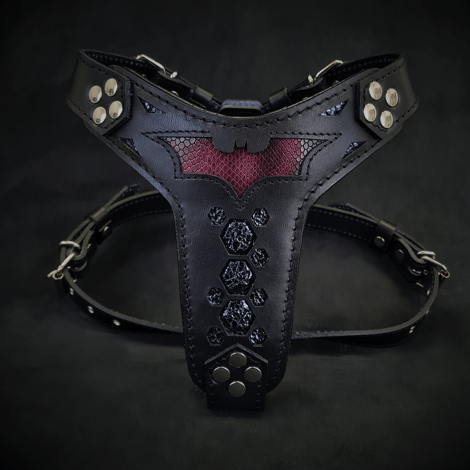 Bestia Batman Leather Medium Dog Harness