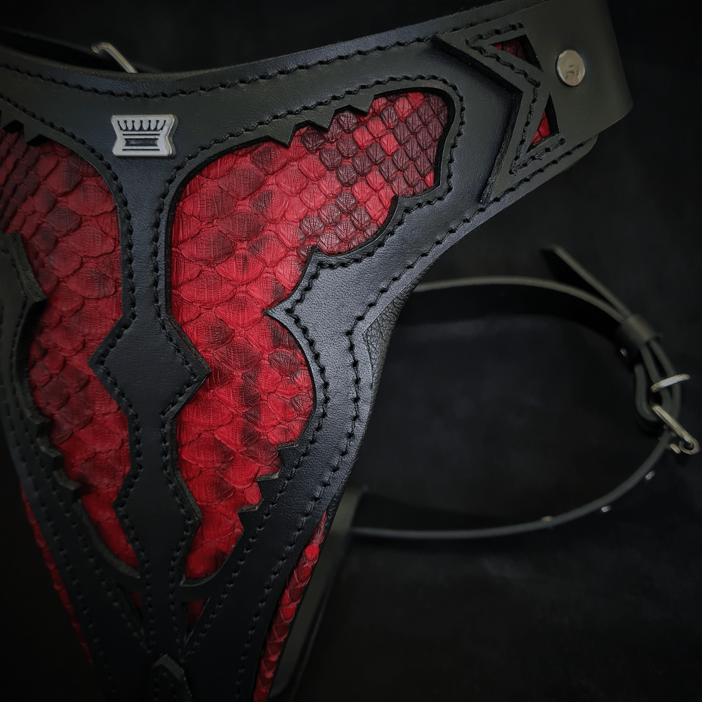 Bestia Red Dragon Leather Dog Harness