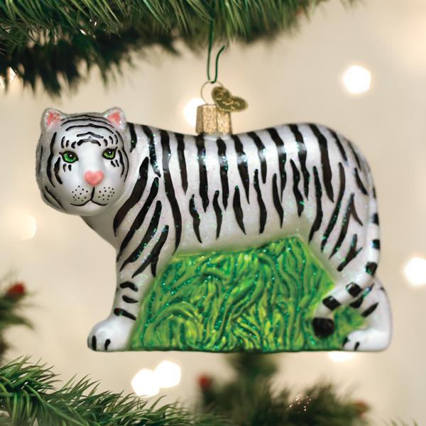 Old World Christmas: White Tiger Christmas Ornament