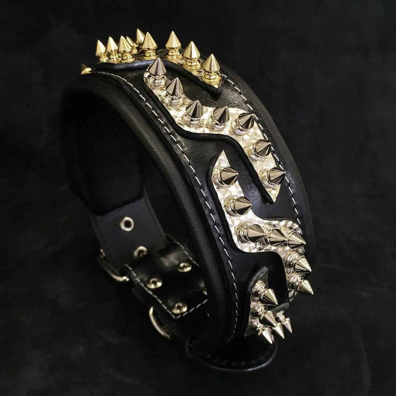 Bestia Platinum Leather Dog Collar