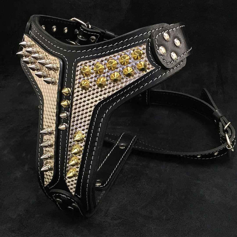 Bestia Platinum Leather Dog Harness