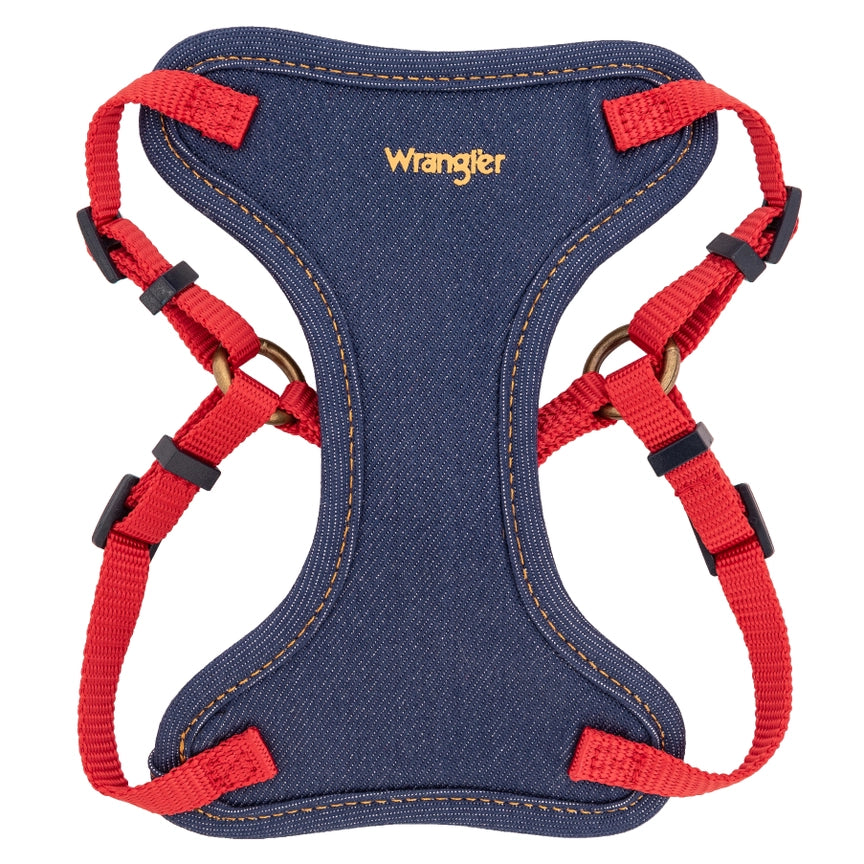 Wrangler® Dark Wash Denim Harness, Collar & Lead Set