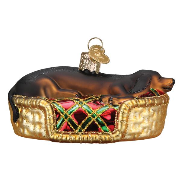 Old World Christmas: Sleepy Dachshund Christmas Ornament