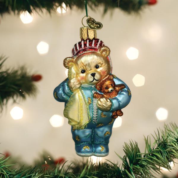 Old World Christmas: Bedtime Teddy Bear Christmas Ornament