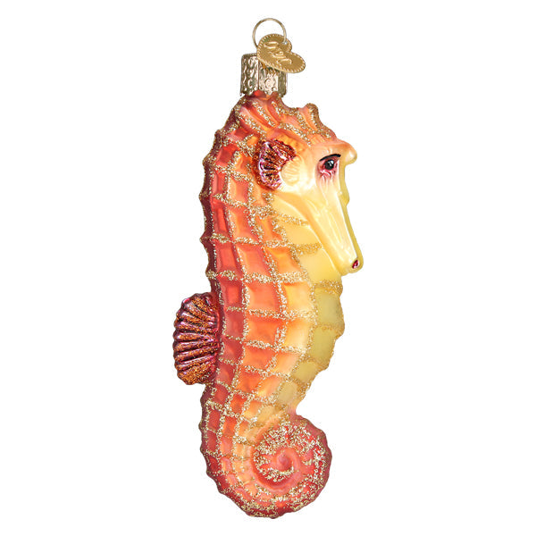 Old World Christmas: Orange Sea Horse Christmas Ornament