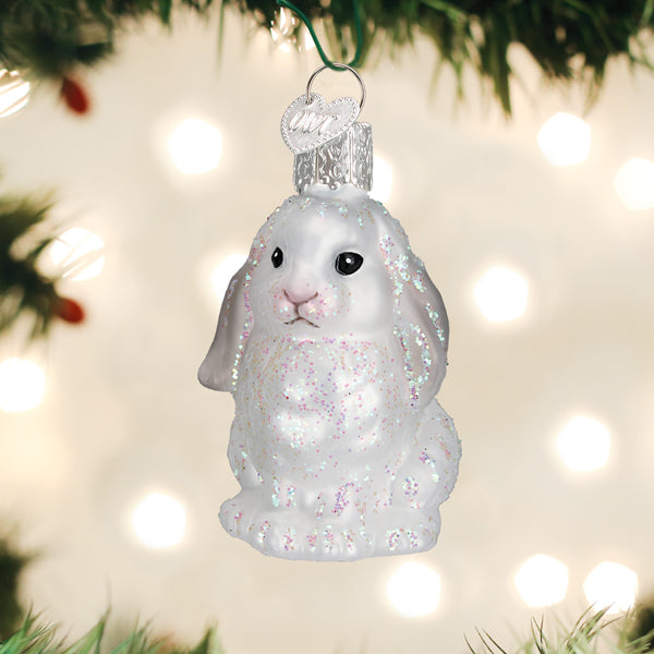 Old World Christmas: White Baby Bunny Christmas Ornament