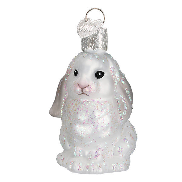 Old World Christmas: White Baby Bunny Christmas Ornament