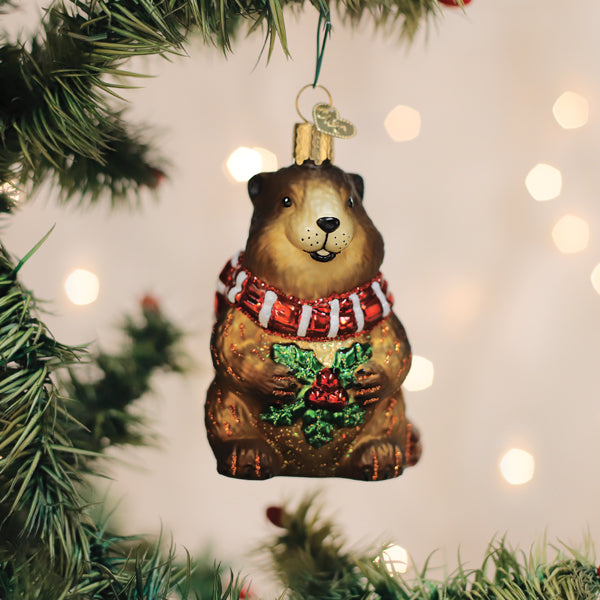 Merry Marmot Ornament - HT Animal Supply
