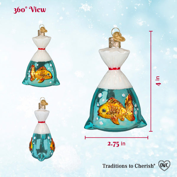 Old World Christmas: Goldfish In A Bag Christmas Ornament