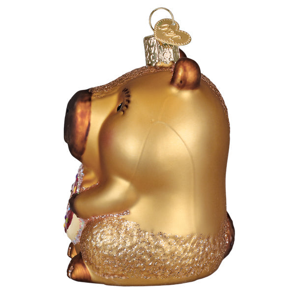 Old World Christmas: Capybara Eating Donut Christmas Ornament