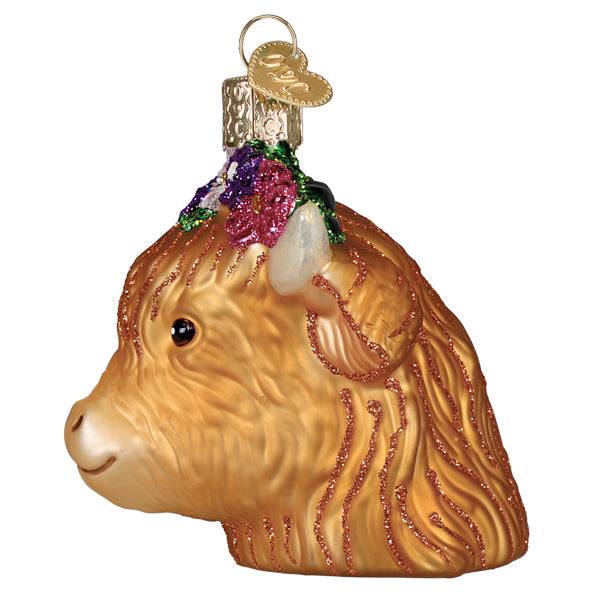 Old World Christmas: Floral Highland Cow Christmas Ornament