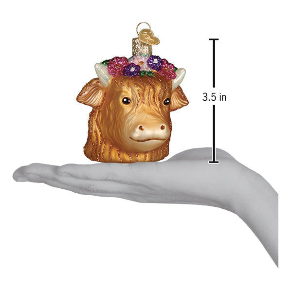 Old World Christmas: Floral Highland Cow Christmas Ornament
