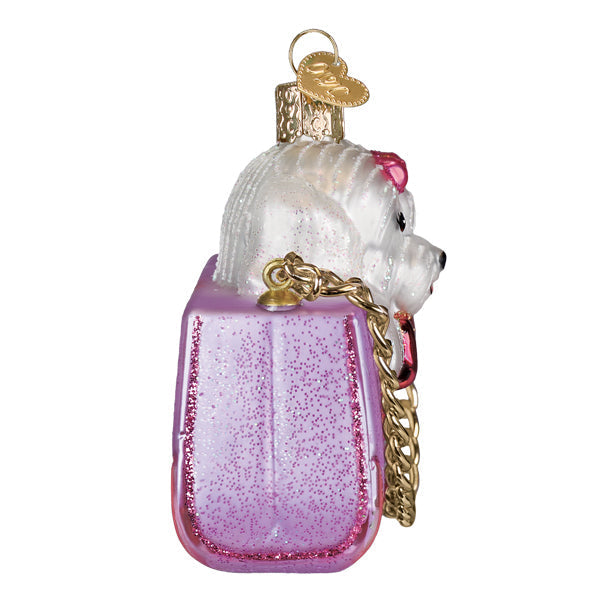 Old World Christmas: Posh Pup In Purse Christmas Ornament