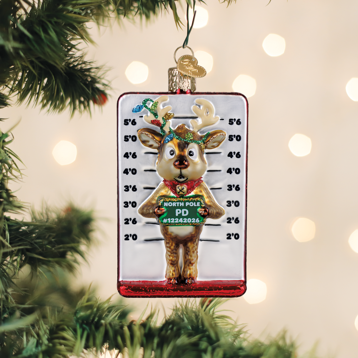 Old World Christmas: Reindeer Mugshot Christmas Ornament