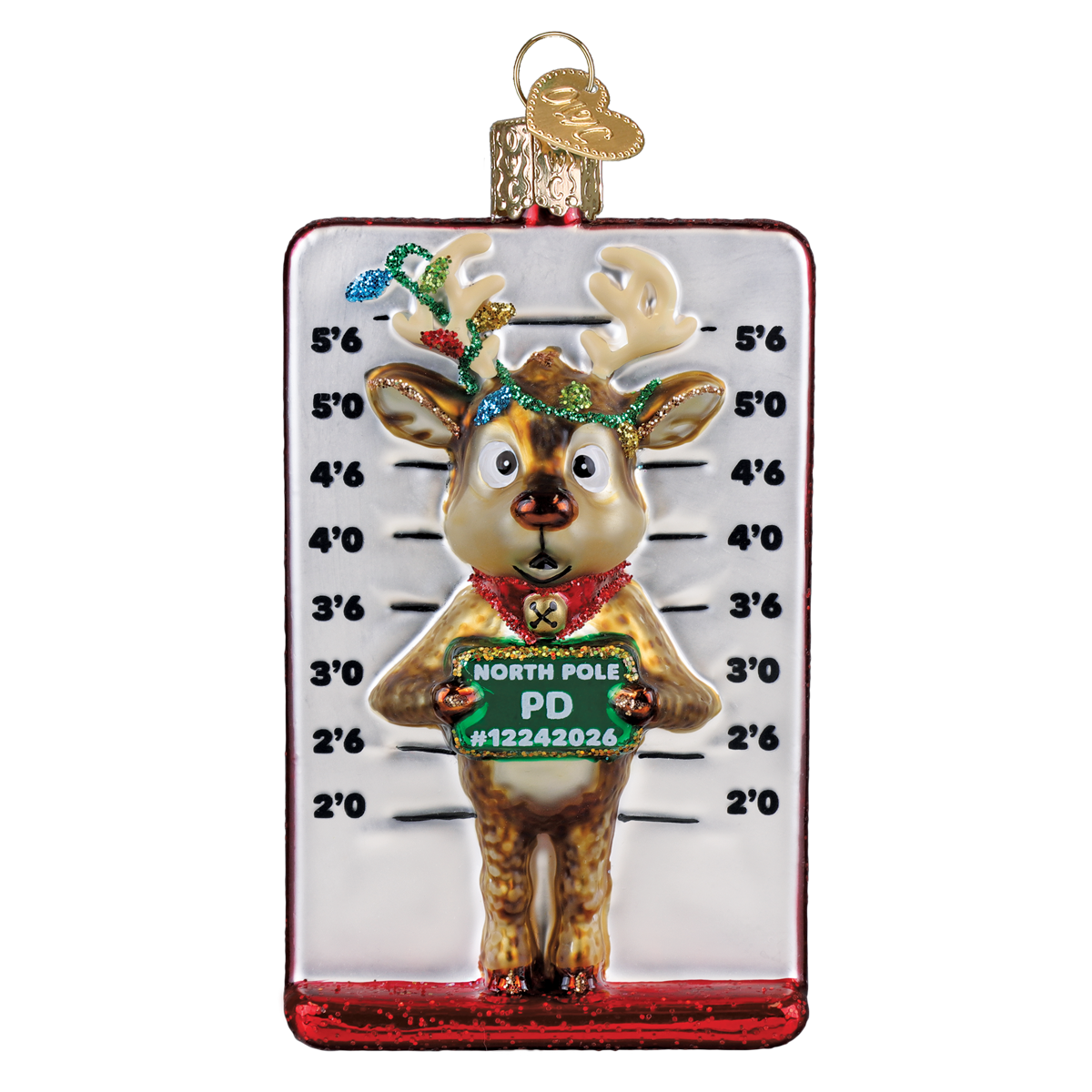 Old World Christmas: Reindeer Mugshot Christmas Ornament