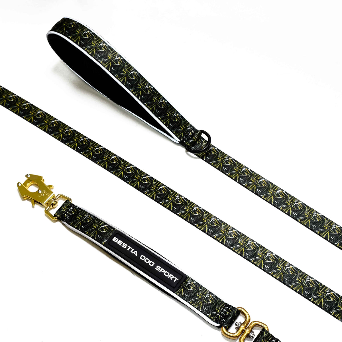 Bestia Dog Sport BESTIA DOG SPORT GripPro Leash Gold Print nylon; metal geometric pet supplies