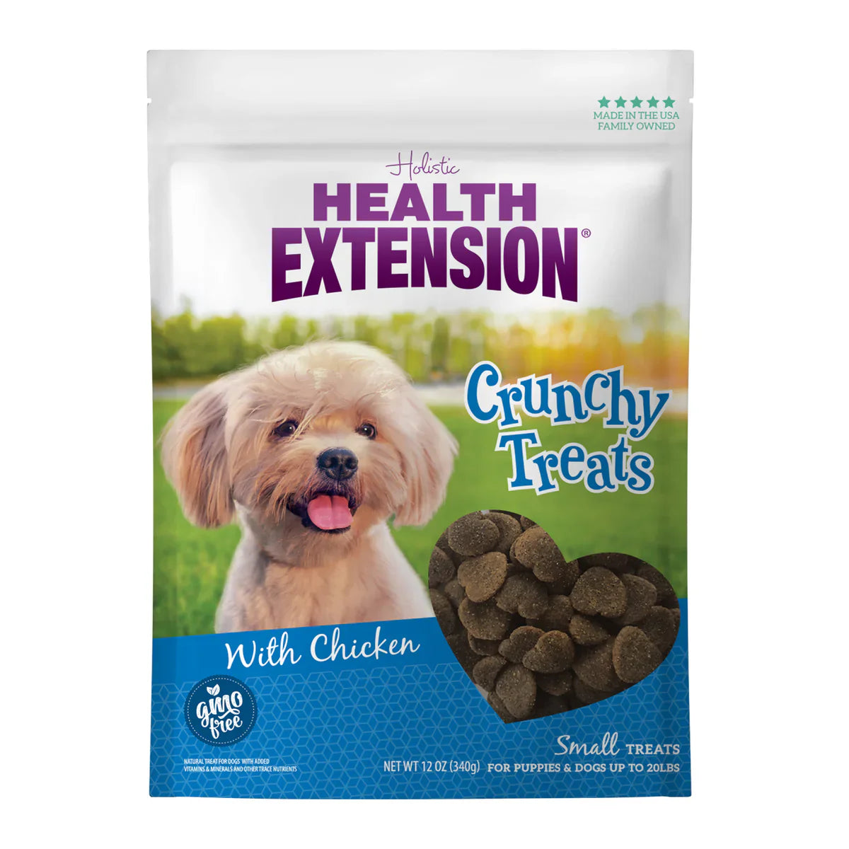 Health Extension Crunchy Heart Shaped Chicken Dog Treats (12oz)